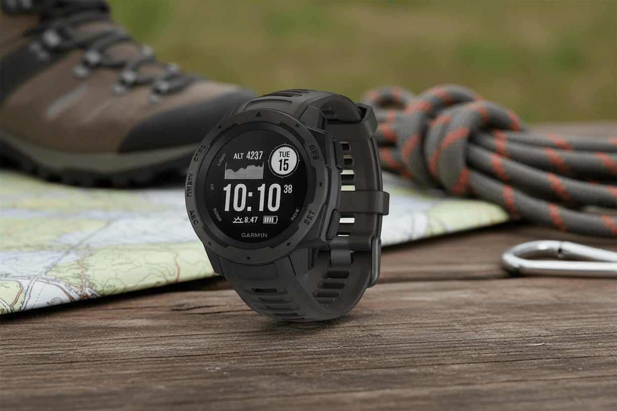 Garmin Instinct Rugged Outdoor Watch with GPS Features Glonass and Galileo Heart Rate Monitoring and 3-Axis Compass Graphite