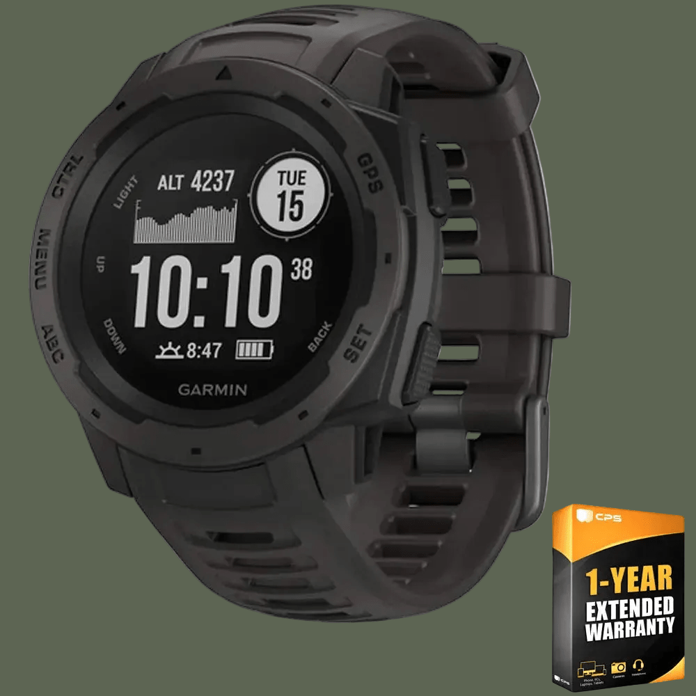 Garmin Instinct Rugged Outdoor Watch with GPS Features Glonass and Galileo Heart Rate Monitoring and 3-Axis Compass Graphite
