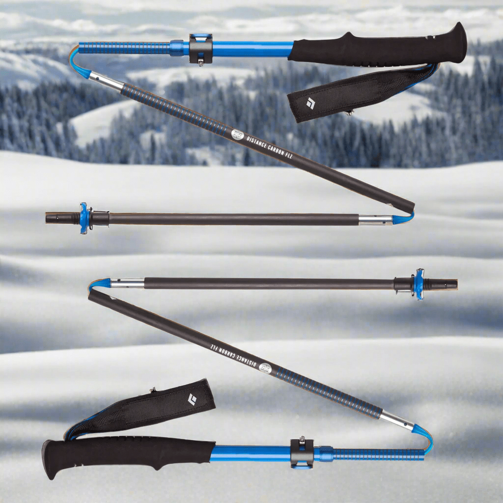 Black Diamond Distance Carbon FLZ trekking poles Ultra Blue, 140 cm, disassembled for travel