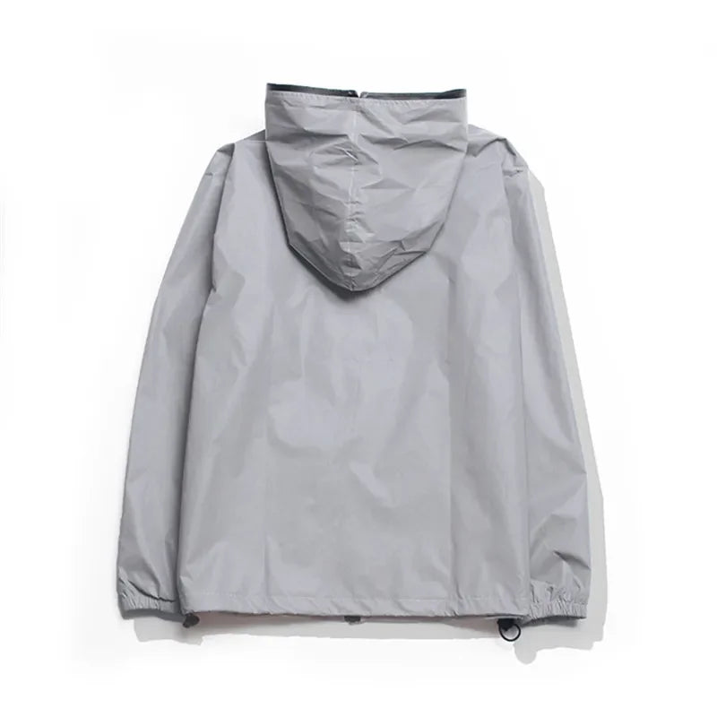 Solid Color Zipper Decoration Reflective Jacket Men's Jacket.