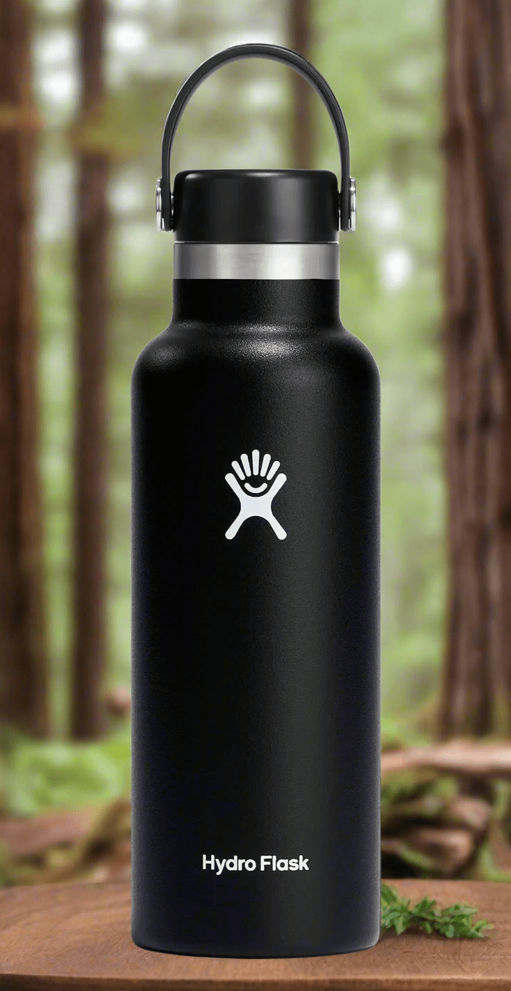 Hydro Flask Standard Mouth 18 Oz Insulated Water Bottle With Flex Cap Black