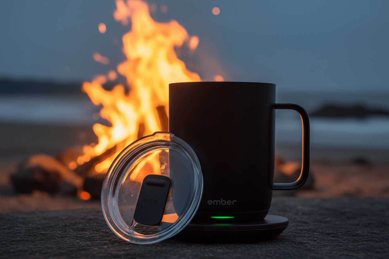 Ember 14 oz Smart Mug 2 with App Control | Heated Coffee Cup + Sliding Lid | Signature Series Cloth
