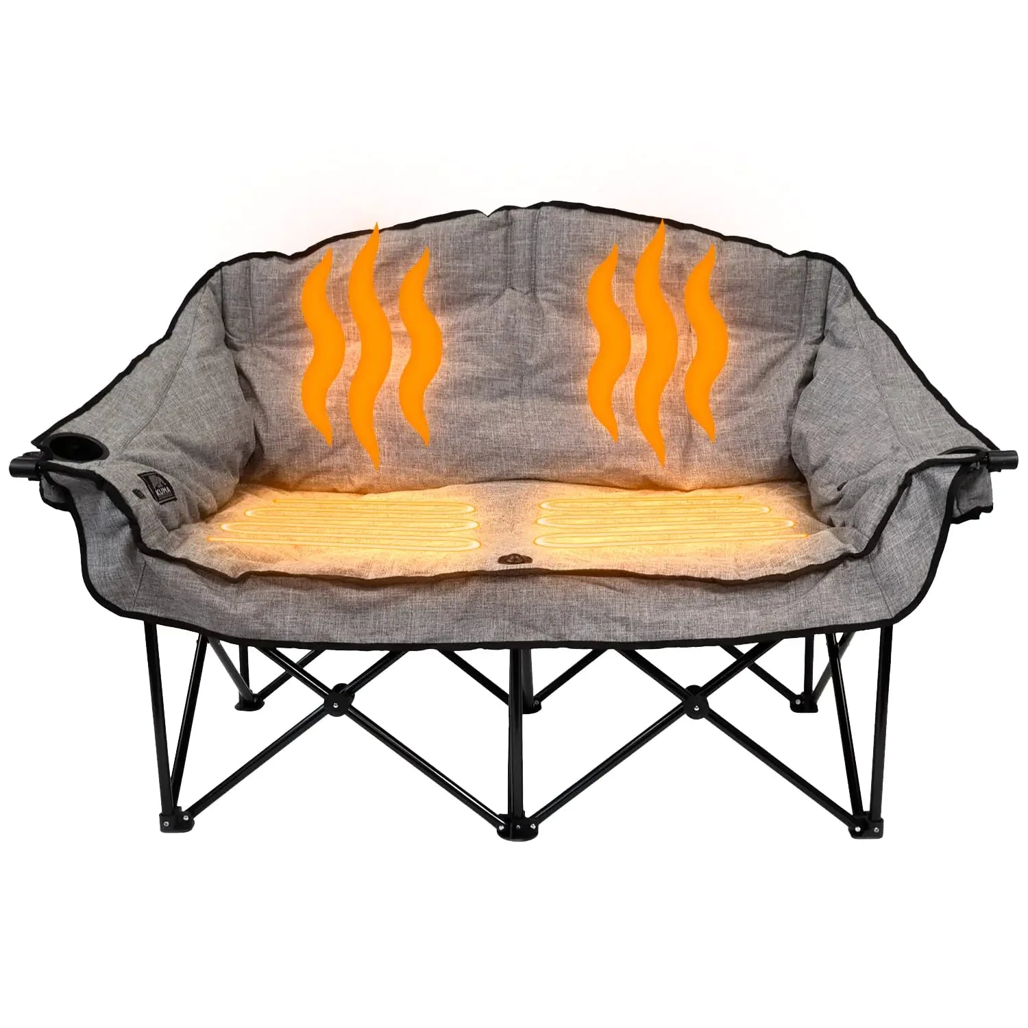 Kuma Outdoor Gear Bear Buddy/Double Chair with Carry Bag Ultimate Portable Luxury Outdoor Heated Camping Loveseat for Glamping Sports & Outdoor Adventures (Heather Grey).