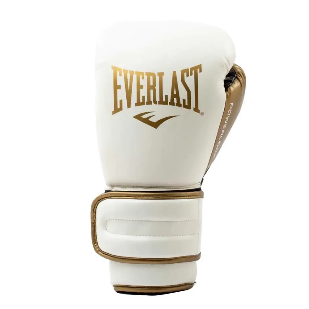 Everlast Powerlock2 Boxing Gloves White/Gold 12oz - Enhanced Performance and Style. Ideal Training Gloves for Boxing.
