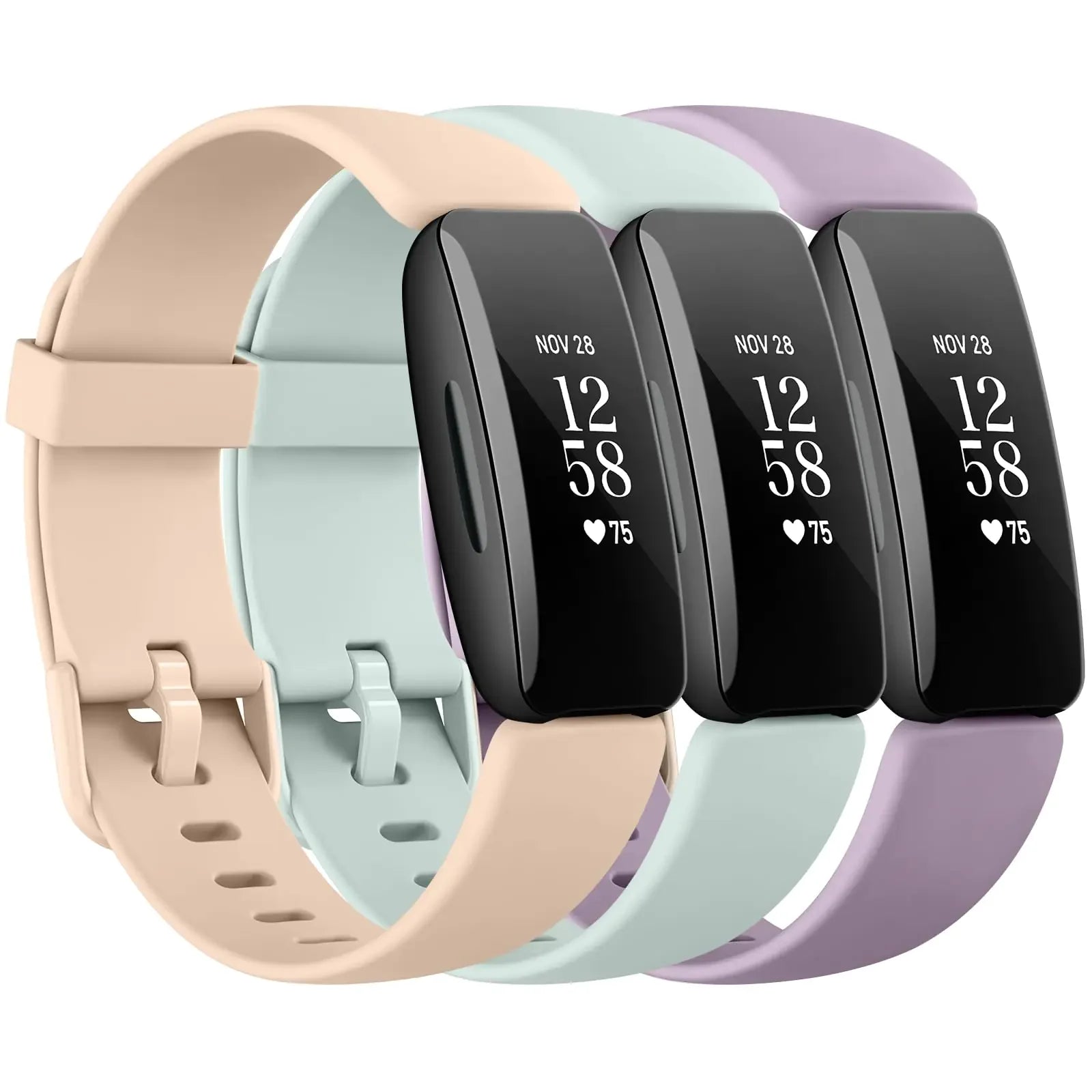 3 Pack Silicone Bands Compatible with Fitbit Inspire 2 Bands for Women Men Adjustable Replacement Sport Wristbands Straps for Fitbit Inspire 2 / Ace 3 (Apricot Pink/Light Cyan/Light Purple).