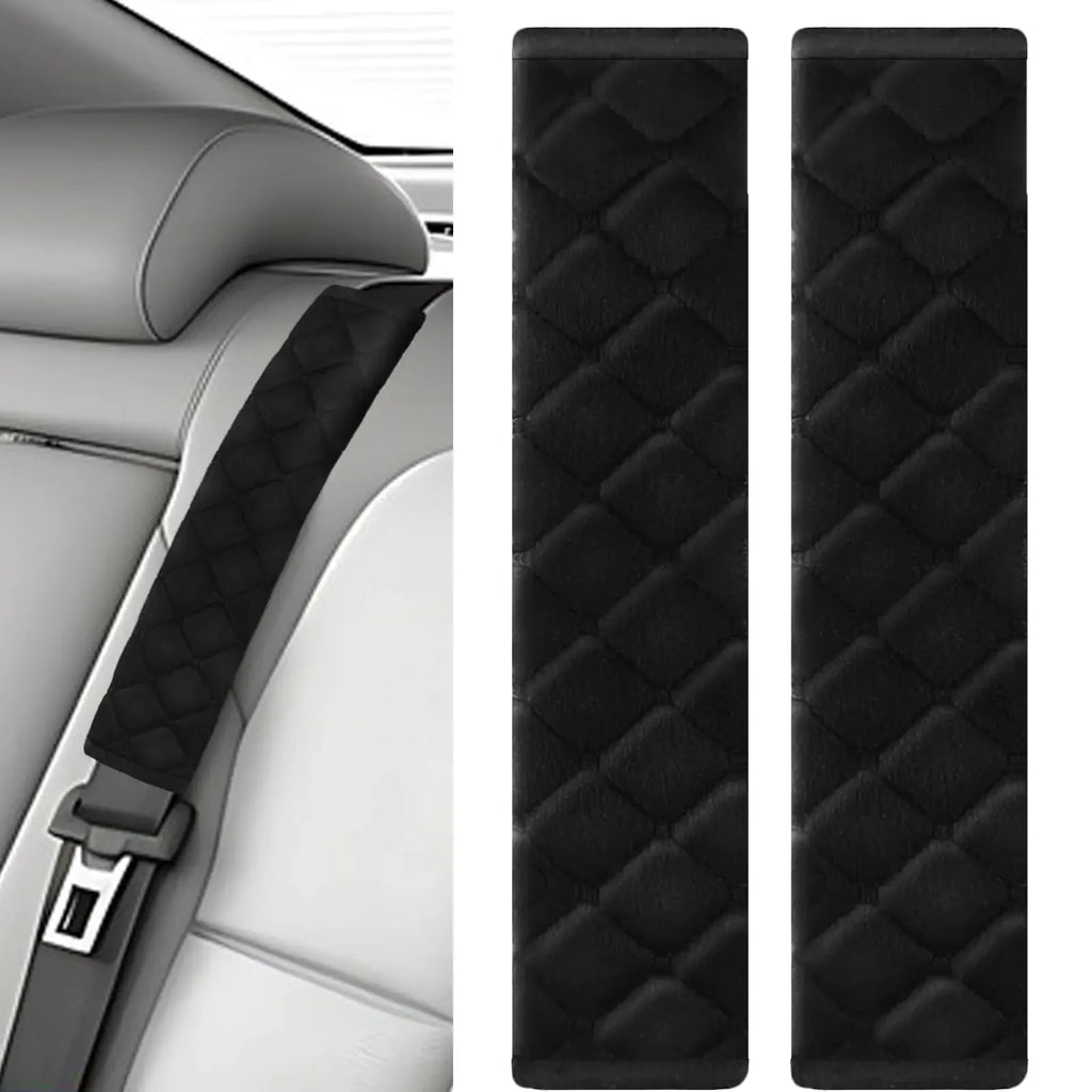 2Pcs Car Seat Belt Padding10.6In (27cm) Car Seat Belt Shoulder Strap Cover Car Accessories InteriorSoft Shoulder Strap Covers Seat Belt Protector Make Neck and Shoulders More Comfortable(Black).