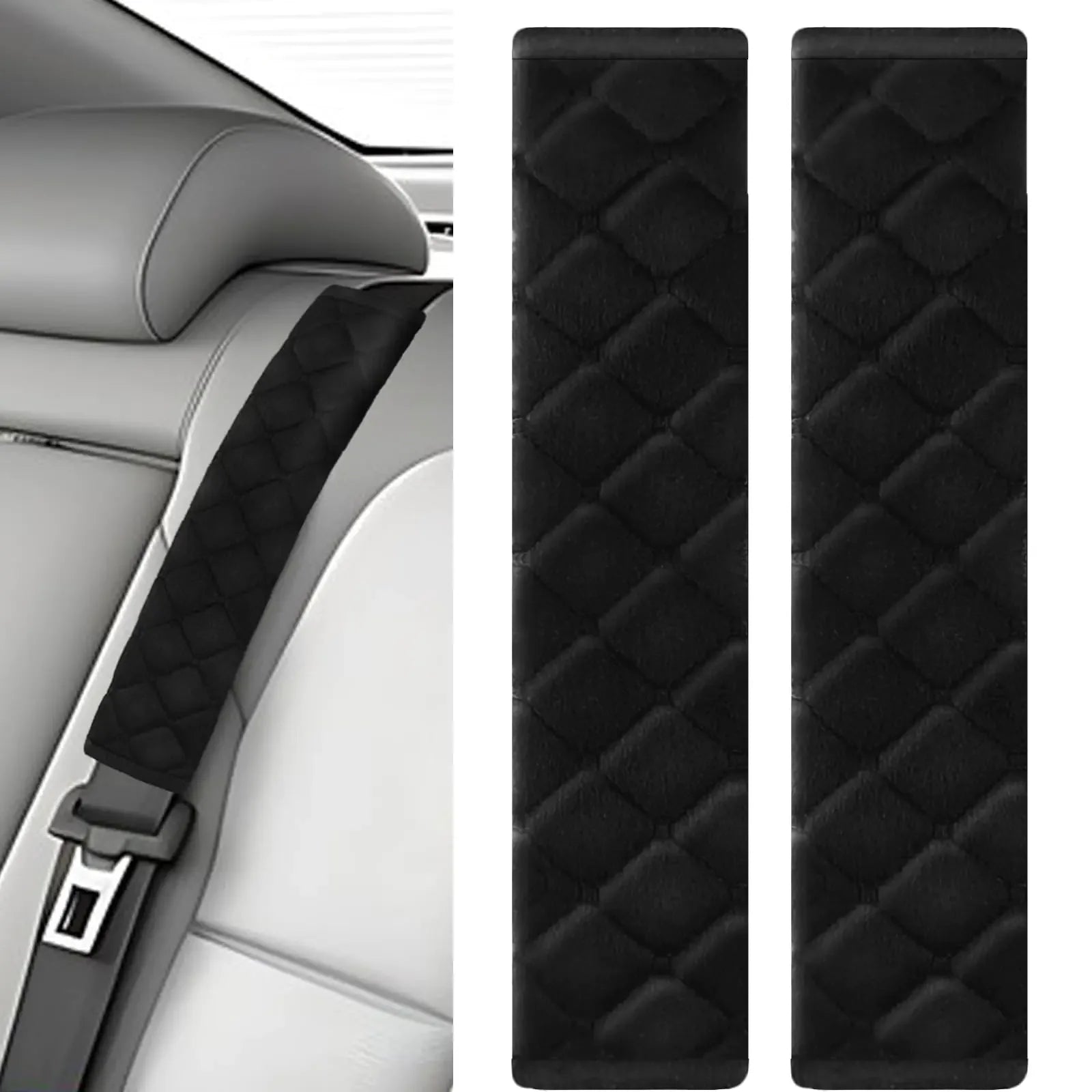 2Pcs Car Seat Belt Padding10.6In (27cm) Car Seat Belt Shoulder Strap Cover Car Accessories InteriorSoft Shoulder Strap Covers Seat Belt Protector Make Neck and Shoulders More Comfortable(Black).