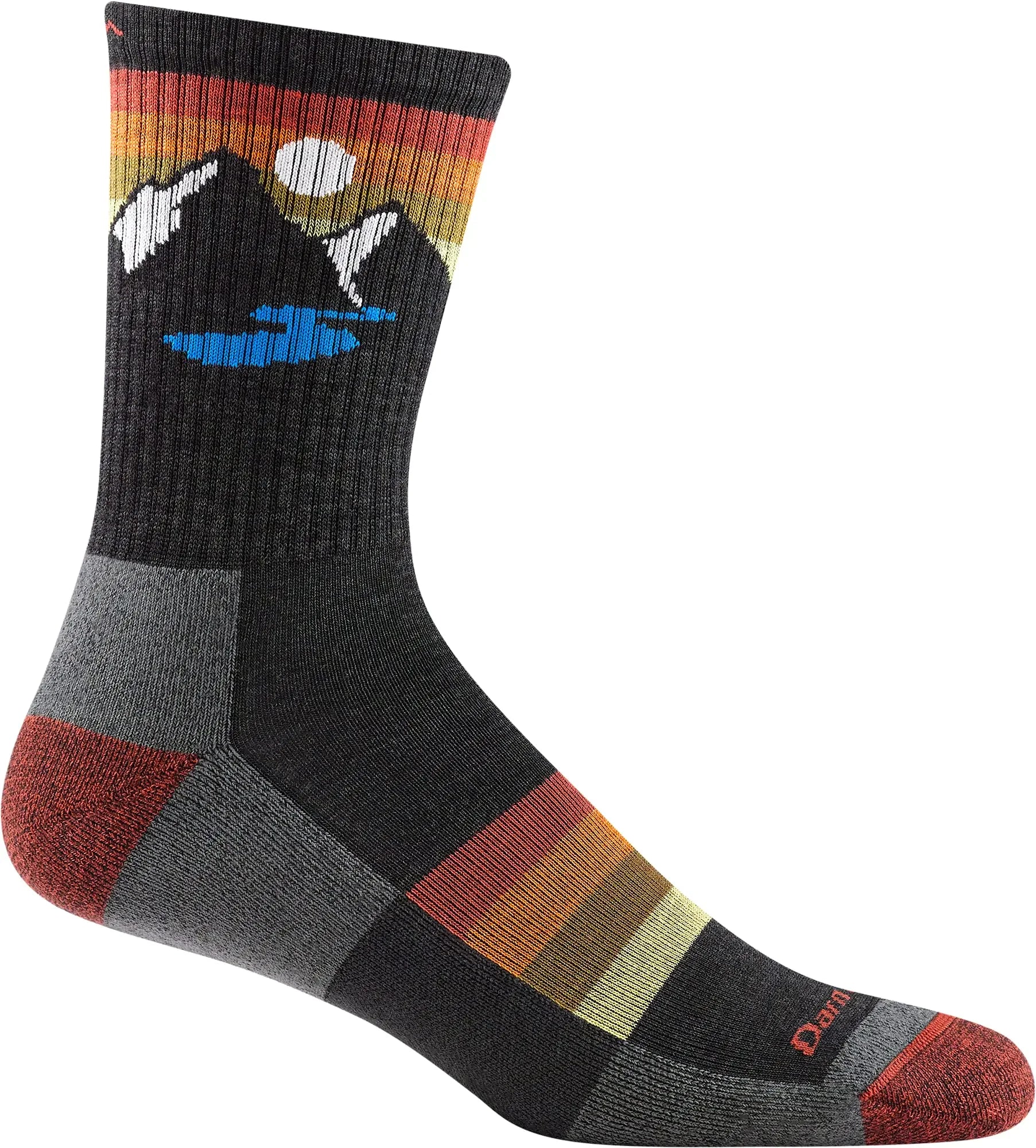 Darn Tough Mens Sunset Ridge Micro Crew Lightweight with Cushion Sock (Style 1997) - Charcoal Medium.