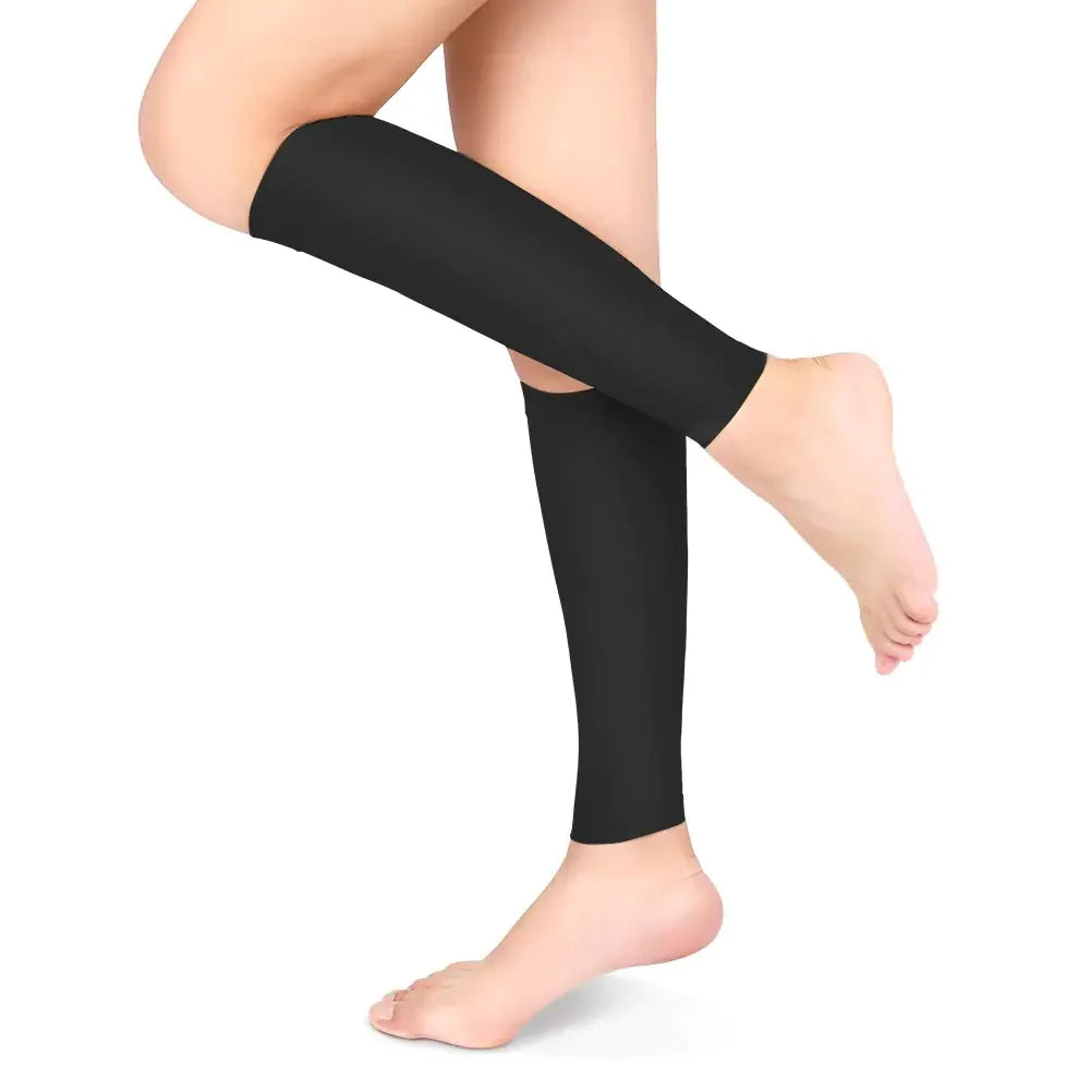Compression Socks 20-30mmHg Calf Compression Sleeves Footless Compressed Socks for Varicose Veins Shin Splints Edema Recovery Maternity Cycling Running Travel Women & Men(XL-Black).