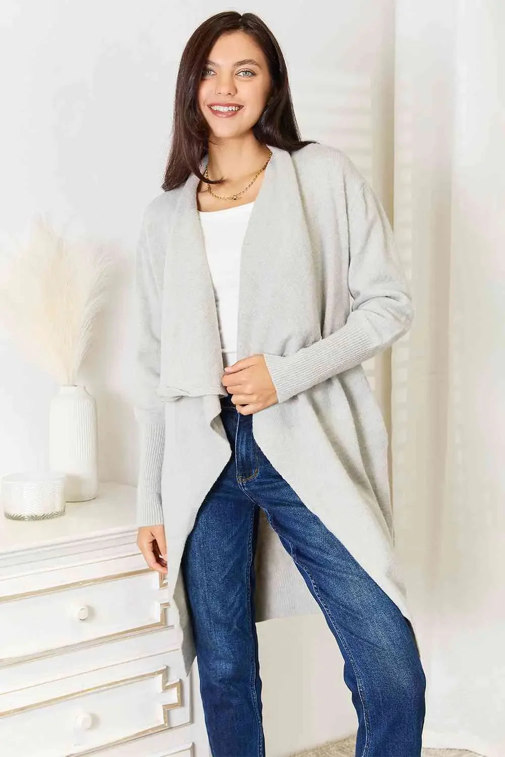 Duster Cardigan with Pockets-.