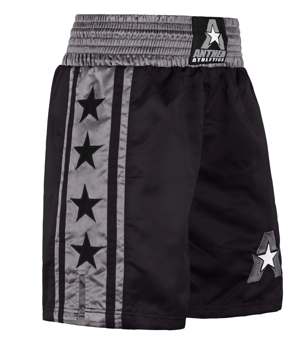 Anthem Athletics Classic Boxing Shorts Men Boxing Shorts Women - Machine Washable Boxing Trunks Boxer Shorts Costume Muay Thai Shorts - Black & Grey - X-Large.