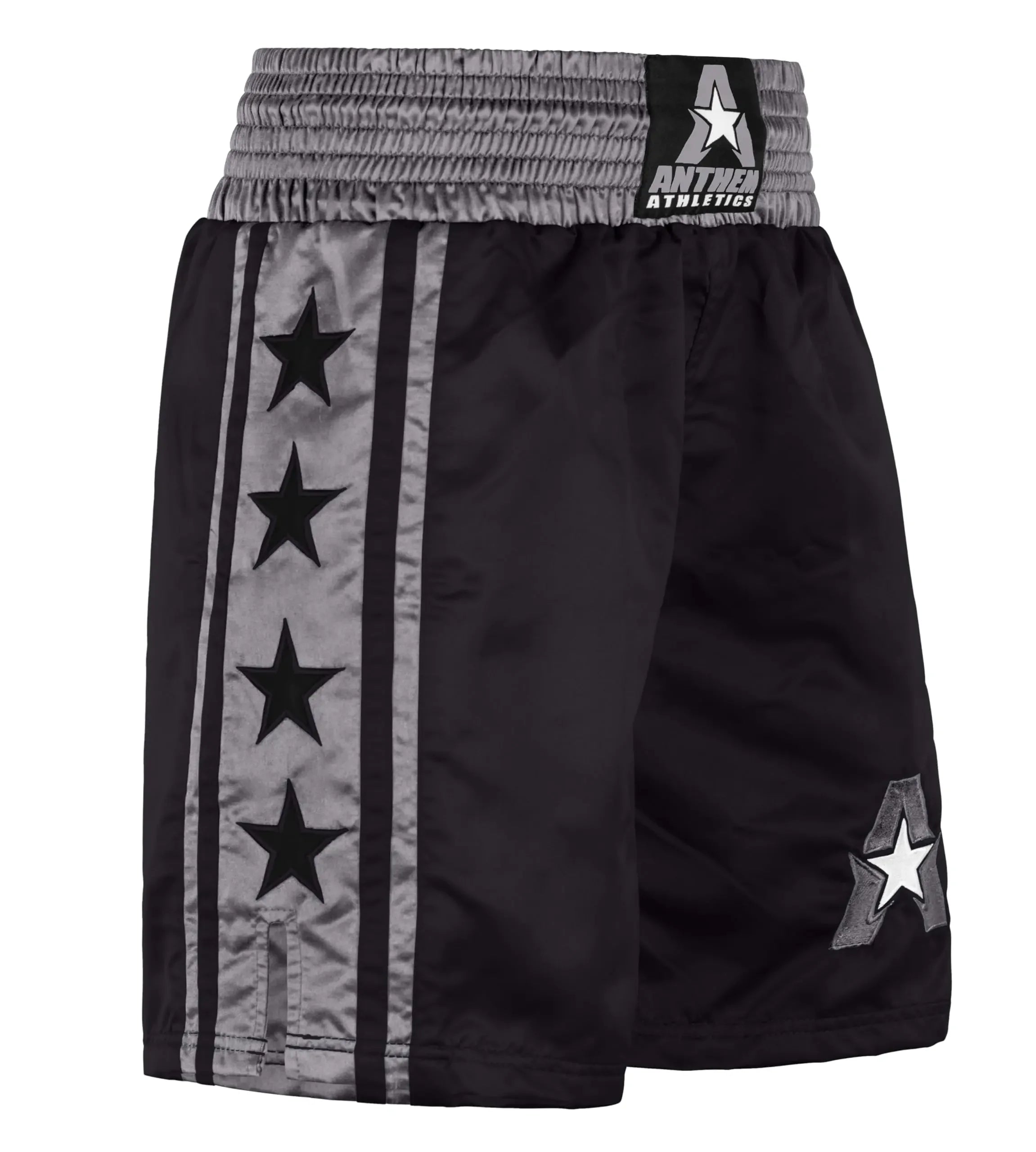 Anthem Athletics Classic Boxing Shorts Men Boxing Shorts Women - Machine Washable Boxing Trunks Boxer Shorts Costume Muay Thai Shorts - Black & Grey - X-Large.